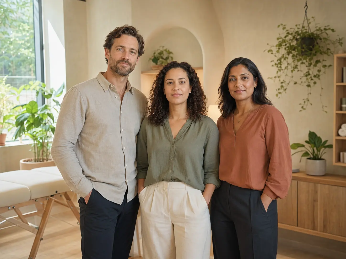 The three-person Thrive Osteopathy London clinic team